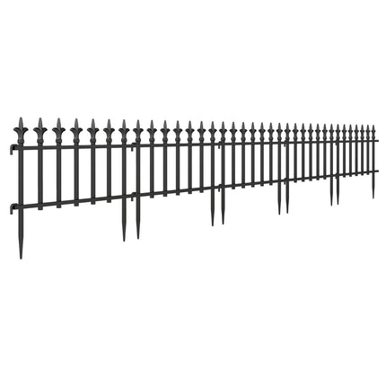 Decorative Metal Garden Fence, No-Dig, Black, 5/10-Pack