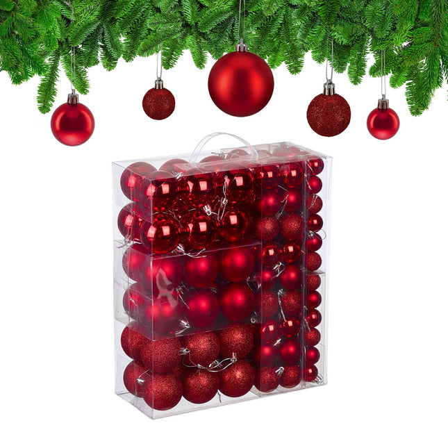 Dekoratives Kunststoff-Weihnachtsbaumkugel-Set, 138 Teile