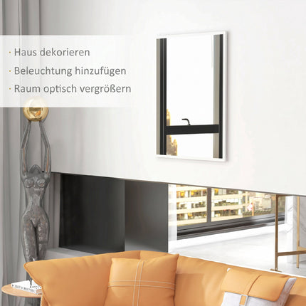 Decorative Wall Mirror, 70 x 90 cm, White MDF Frame