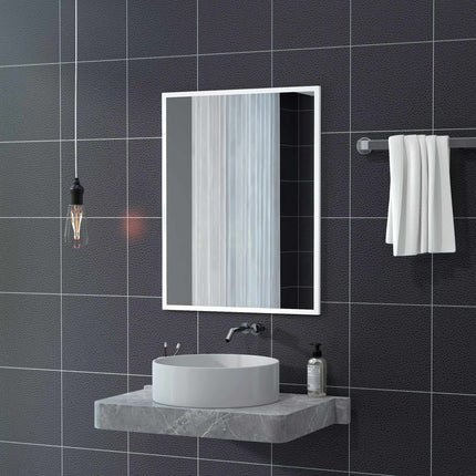 Decorative Wall Mirror, 70 x 90 cm, White MDF Frame