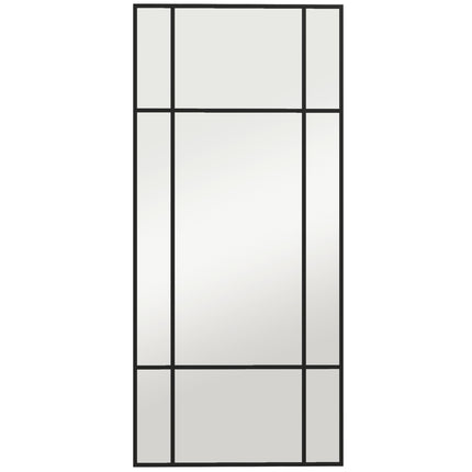 Decorative Wall Mirror, Black Metal Frame, 50x110 cm