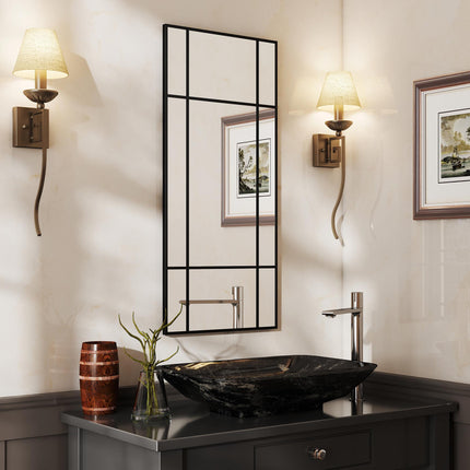 Decorative Wall Mirror, Black Metal Frame, 50x110 cm