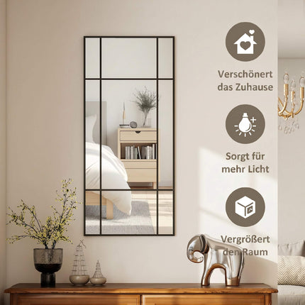 Decorative Wall Mirror, Black Metal Frame, 50x110 cm