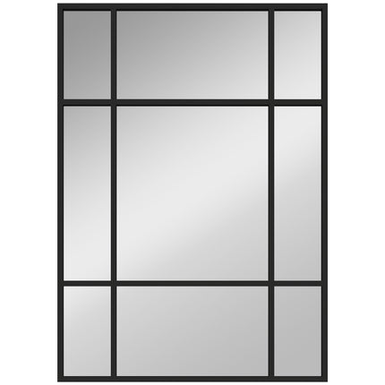 Decorative Wall Mirror, Black Metal Frame, 50 x 70 cm