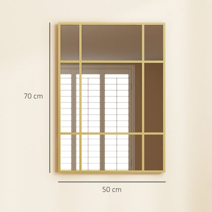 Decorative Wall Mirror, Gold Metal Frame, 50x70 cm