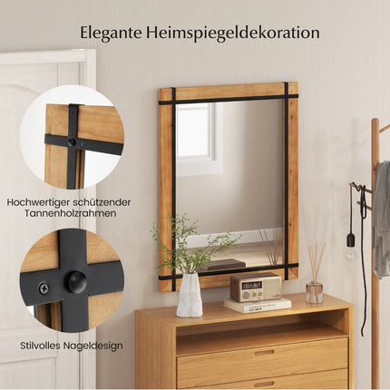 Dekorativní závěsné nástěnné zrcadlo ve venkovském stylu 77 x 99.5 cm přírodní