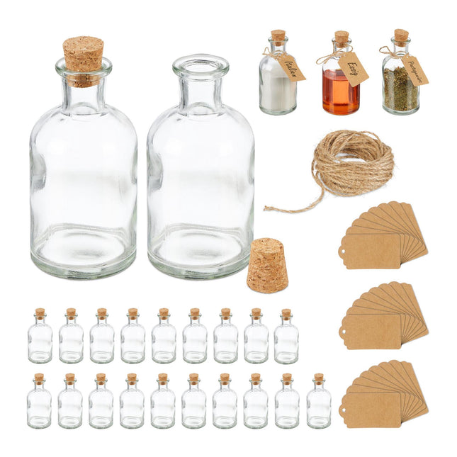 Decorative jars with cork lids