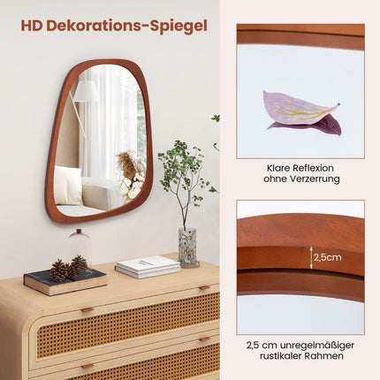 Dekorativní nástěnné zrcadlo v rustikálním rámu, asymetrické zrcadlo 68 x 53.5 cm