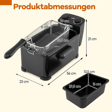 Fritéza 2000W, objem oleje 3L, nastavitelný termostat
