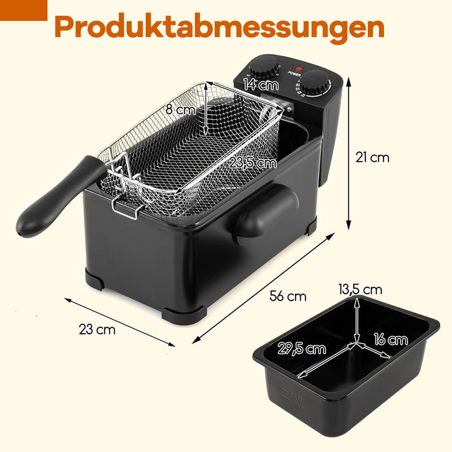 Fritéza 2000W, objem oleje 3L, nastavitelný termostat
