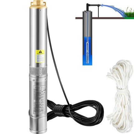 Deep Well Submersible Pump 750W, 105L/min, 62m Head