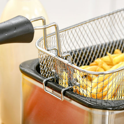 Deep fryer, 3 liters, 2,000W power, transparent lid, cool handle, black