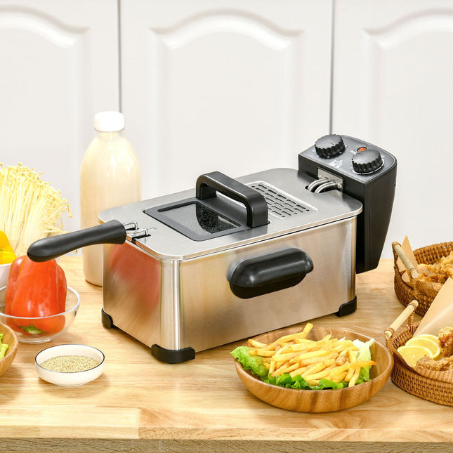 Fritteuse, 3 Liter, 2.000W Leistung, transparenter Deckel, Cool-Touch-Griff, schwarz