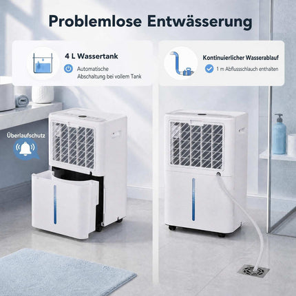 Dehumidifier 20L/Day, 3 Modes, Portable with Drain Hose