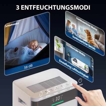 Odvlhčovač, nádrž 4.5L, 24hodinový časovač, LED displej