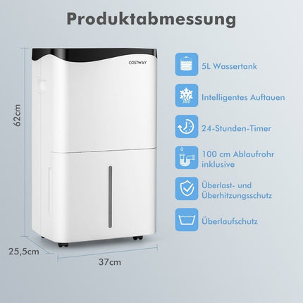 Odvlhčovač vzduchu, mobilní elektrický pokojový odvlhčovač 25L/24h pro místnost cca 60m²