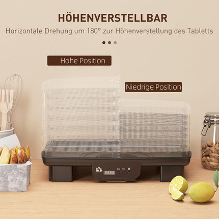 Dehydrator, 550W, 6-compartment adjustable rack, 40-70°C timer