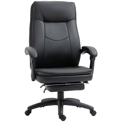Ergonomická černá kancelářská židle s podnožkou, polstrované opěradlo