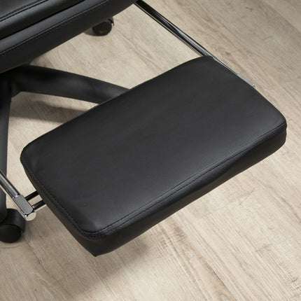 Ergonomická černá kancelářská židle s podnožkou, polstrované opěradlo
