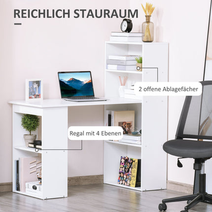 Psací a kuchyňský stůl s policí – 120x55x120 cm, bílý