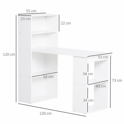 Psací a kuchyňský stůl s policí – 120x55x120 cm, bílý