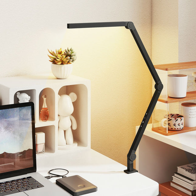 Bureaulamp, instelbare helderheid en kleur, metalen klem