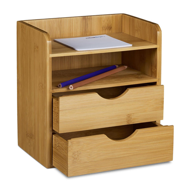 Schreibtisch-Organizer Bambus Schubladen Regale Holz Aufbewahrungsbox Holz Büroregal Ständer