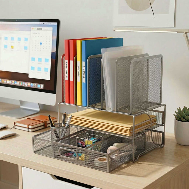 Bureau-organizer, 6 vakken, lade, stalen gaas