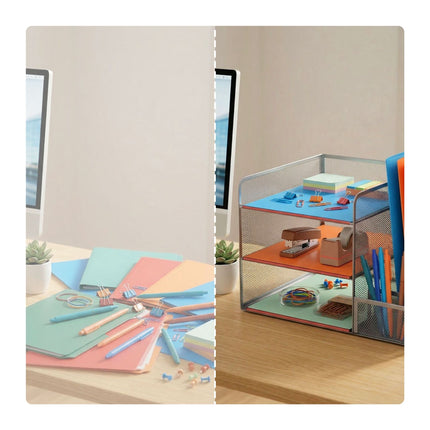 Desk Organizer, Metal Mesh, 5 Compartments