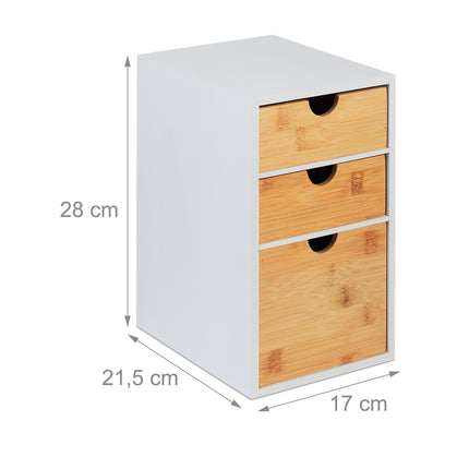 Stolní organizér se 3 zásuvkami, bambus a MDF