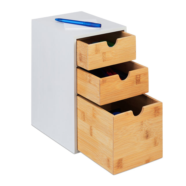 Desk Organizer with 3 Drawers, Bamboo MDF
