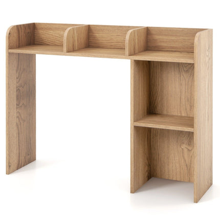 Schreibtischregal, Mehrzweck-Tischregal aus Holz, 3-stufiges Computer-Schreibtisch-Präsentationsregal, Natur