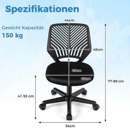 Dětská židle k psacímu stolu bez područek 54 x 54 x 77-89 cm černá