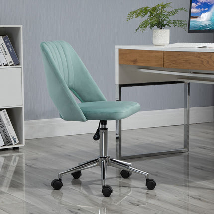 Ergonomická židle k psacímu stolu ze zeleného sametu – nastavitelná, bez područek