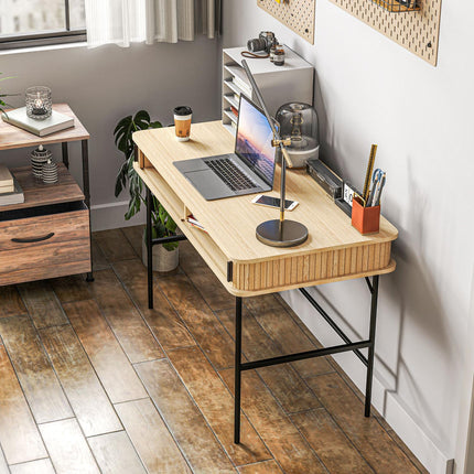 Oak Desk with storage, office table with shelf - 120x60x76.5 cm