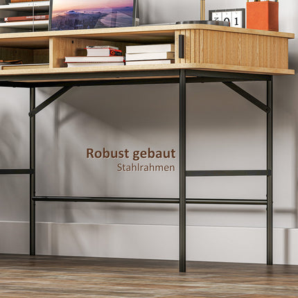 Oak Desk with storage, office table with shelf - 120x60x76.5 cm