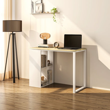 Oak Desk with storage - Modern Steel frame, 100x54x75 cm