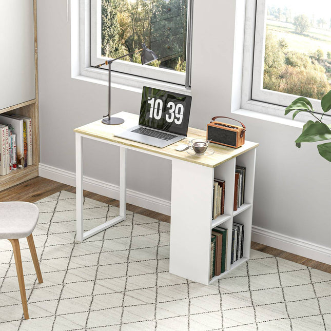 Oak Desk with storage - Modern Steel frame, 100x54x75 cm