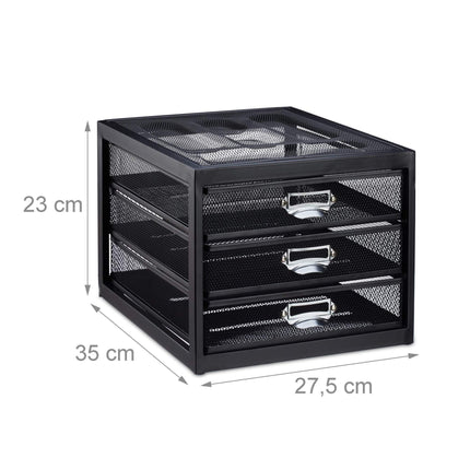 Úložný box na stůl A4 se 3 zásuvkami