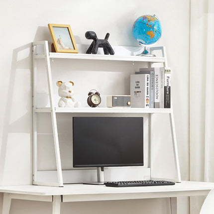 Desktop Bookshelf Hutch, 2-Tier, 37.4 In, White
