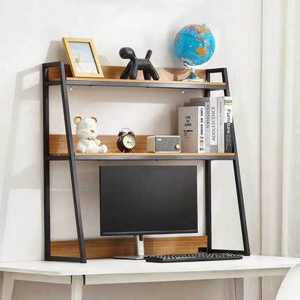Desktop Bookshelf Hutch, 2-Tier, 37.4 in, Anti-Slip Feet