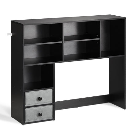 Desktop Bookshelf Hutch, 3-Tier, 2 Fabric Drawers, Black