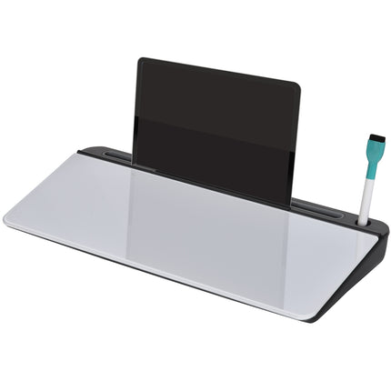 Skleněná popisovací tabule se stolním stojánkem, 45x20cm, bílá+černá