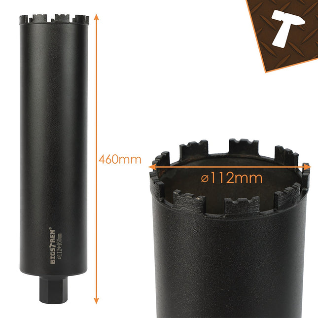 Diamantová jádrová vrtací korunka 112×460 mm na beton a kámen