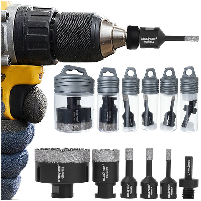 Sada diamantových vrtacích korunek, 6 ks, 6–68 mm, adaptér M14