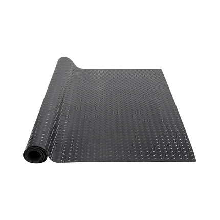 Diamond-Plate Rubber Flooring Roll, 4 ft x 15 ft, 3 mm, Black
