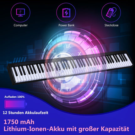 Digitální piano s 88 klávesami, přenosný elektronický hudební nástroj, dětské piano, černé