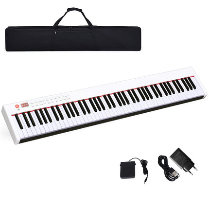 Digitální piano s 88 klávesami, přenosný elektronický keyboard 127 x 21.5 x 6.5cm bílá + černá