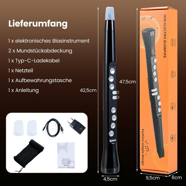 Digitální saxofon s bezdrátovým MIDI, 100 zvuků, černý
