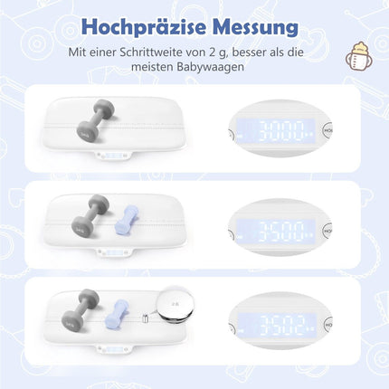 Digitální kojenecká váha, multifunkční dětská váha se 4 režimy měření, nosnost až 30 kg, bílá